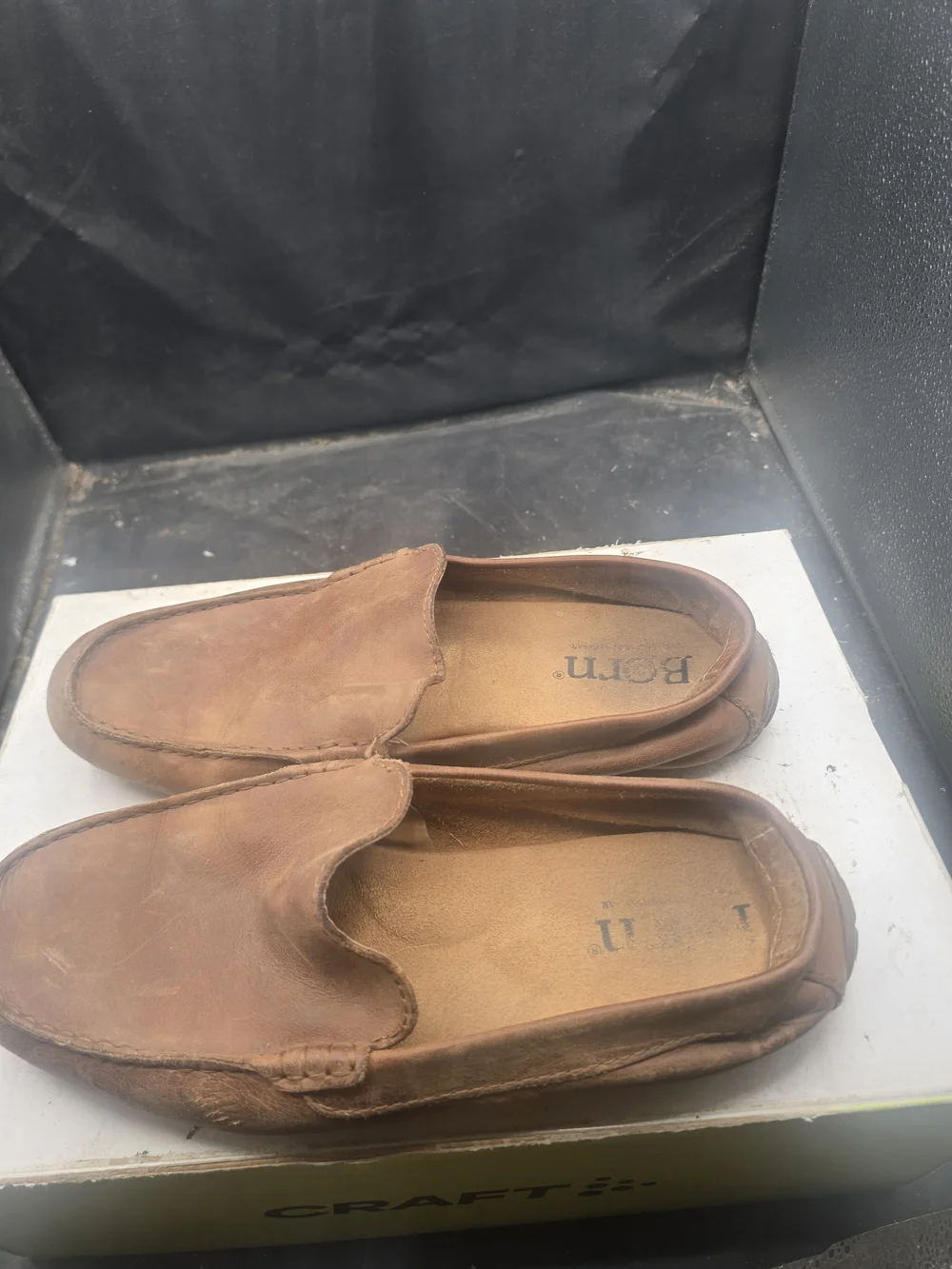 Born Men's Tan Leather Slip-On Loafers